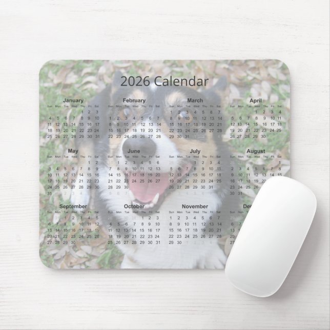 Alfombrilla De Ratón Custom Dog Photo Cute Pet 2026 Calendar Magnet (Con ratón)