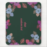 Alfombrilla De Ratón Custom floral greenery modern<br><div class="desc">Custom green floral mouse pad (mouse mat) with text,  title,  name. Personalize this floral simple green elegant design. For her : mother,  friend,  woman,  girl. Unique design mousepad (mouse mat) with flowers for your desk.</div>