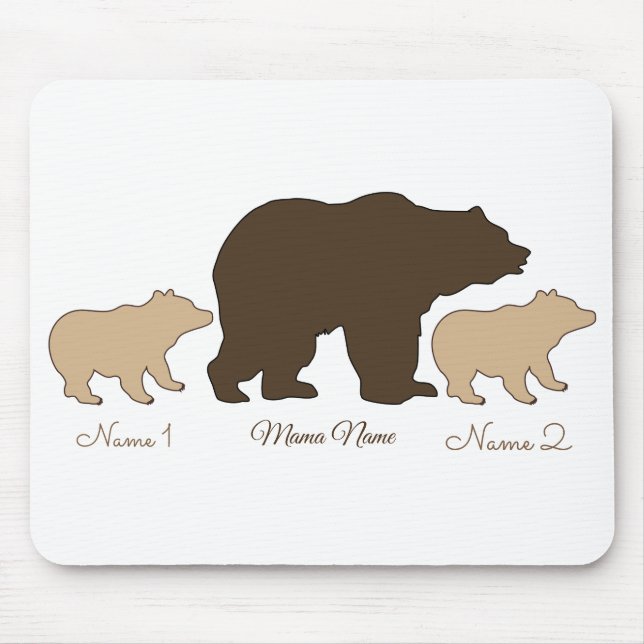 Alfombrilla De Ratón Custom Mama Bear With 2 Kid Names Mothers Day Gift (Frente)