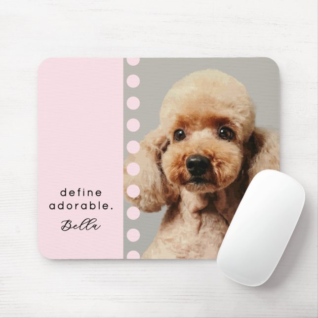 Alfombrilla De Ratón Custom Name Dog Funny Saying Photo Pastel Pink (Con ratón)