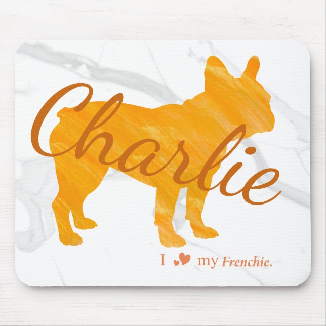 Alfombrilla De Ratón Custom Pastel Orange French Bulldog - Frenchie (Frente)