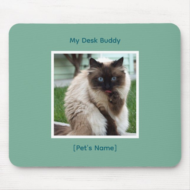 Alfombrilla De Ratón Custom Pet Photo & Name Mousepad | Desk Buddy (Frente)