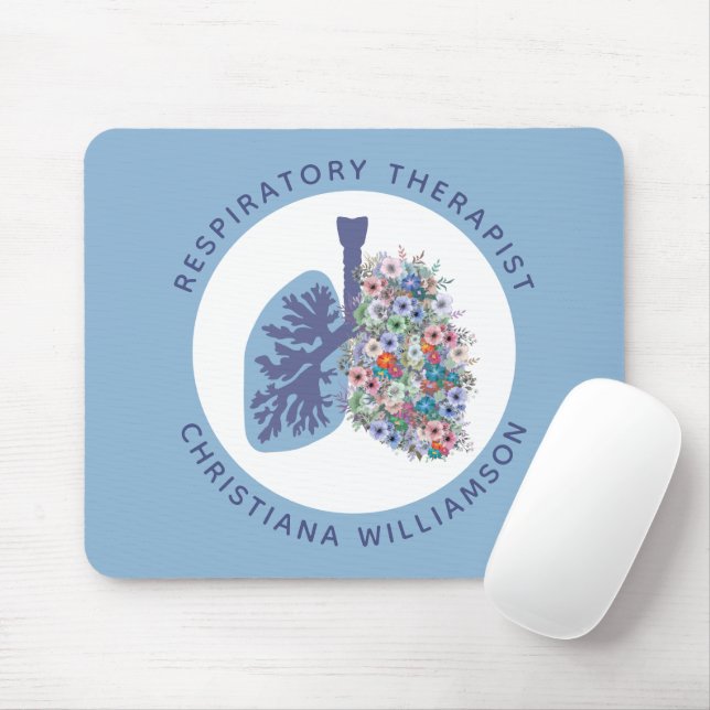Alfombrilla De Ratón Custom Respiratory Therapist Floral Lungs Gift (Con ratón)