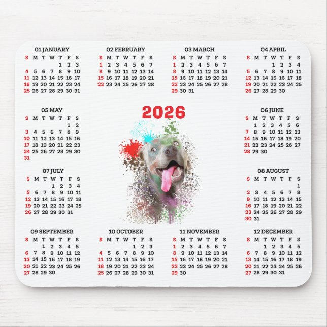 Alfombrilla De Ratón Customisable Cute Weimaraner Dog Calendar  (Frente)