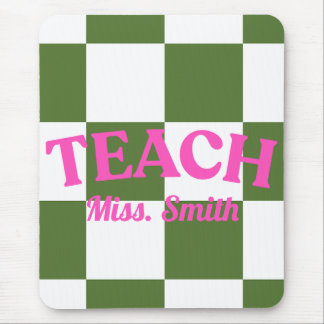 Alfombrilla De Ratón Customizable Green Checkered Teacher Clipboard 