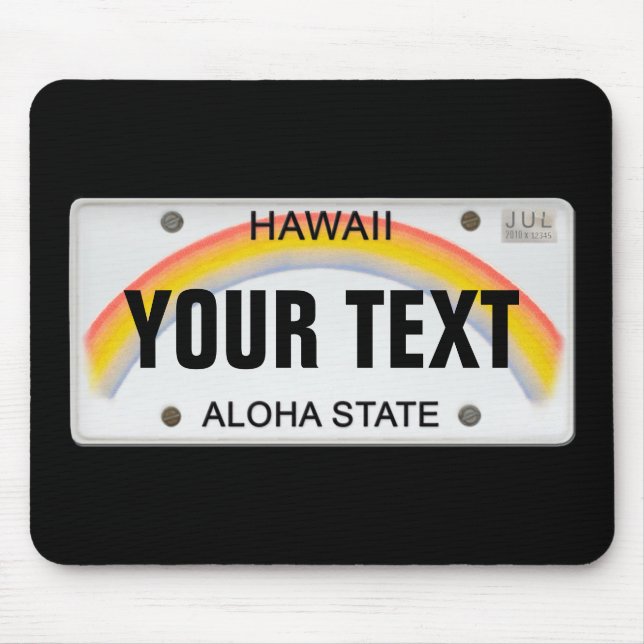 Alfombrilla De Ratón (Customizable) Hawaiian License Plate (Frente)