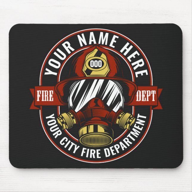 Alfombrilla De Ratón Customize NAME Firefighter Helmet Mask Fire Rescue (Frente)