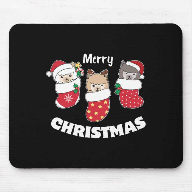 Alfombrilla De Ratón Cute Alpacas En Navidades De Navidades (Frente)