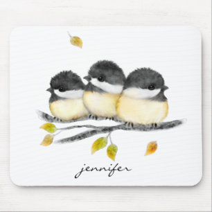 Alfombrilla De Ratón Cute Animal Chickadee Bird Mouse Pad