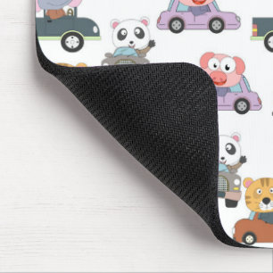 Alfombrilla De Ratón Cute Animals In Cars Pattern