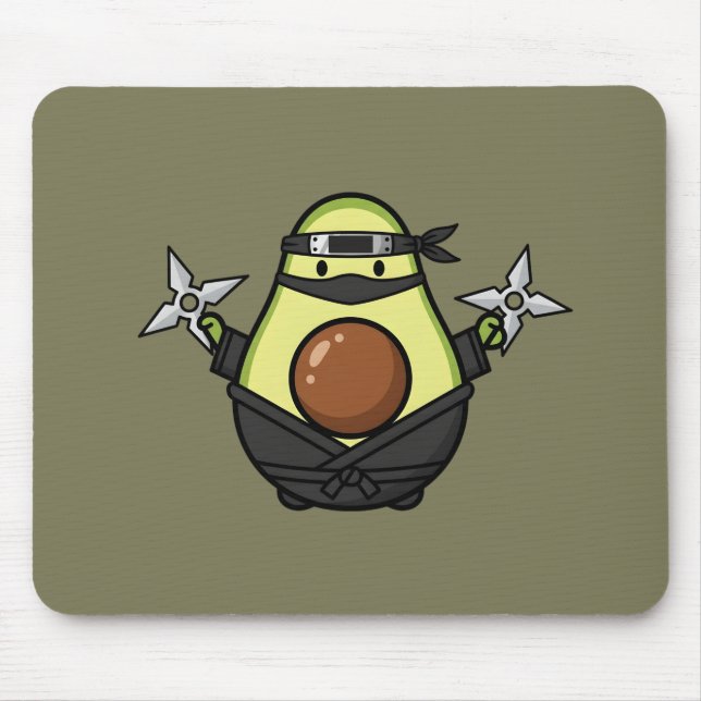 Alfombrilla De Ratón Cute Avocado Ninja Shuriken Warrior Illustration (Frente)
