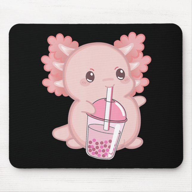 Alfombrilla De Ratón Cute Axolotl Anime japonés de fresa rosa K (Frente)