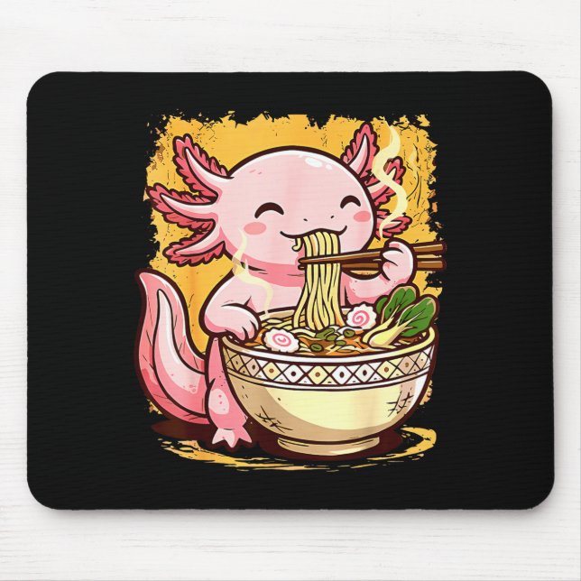 Alfombrilla De Ratón Cute Axolotl Eats Ramen Noodles Axolotls Ramen  (Frente)