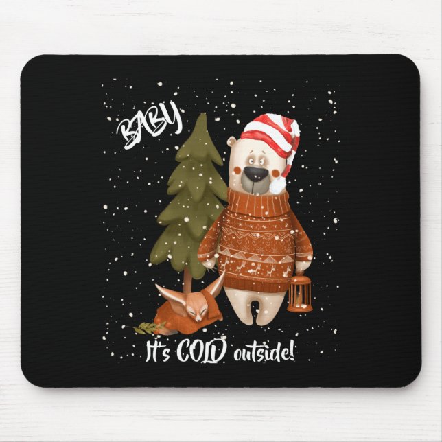 Alfombrilla De Ratón Cute Baby Its Cold Outside Bear And Fox T Shirt  (Frente)