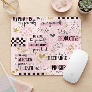 Alfombrilla De Ratón Cute Baby Pink Self-Love Inspirational Quotes