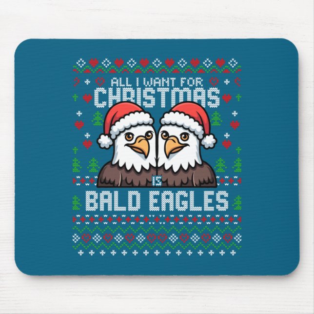 Alfombrilla De Ratón Cute Bald Eagles Christmas Ugly Xmas Sweater Patri (Frente)