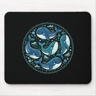 Alfombrilla De Ratón Cute ballenas kawaii patrón animal marino mar