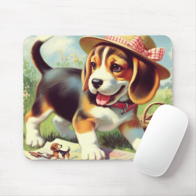Alfombrilla De Ratón Cute Beagle Pinting (Con ratón)