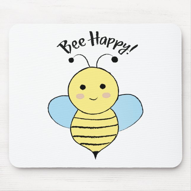 Alfombrilla De Ratón Cute Bee Happy (Frente)