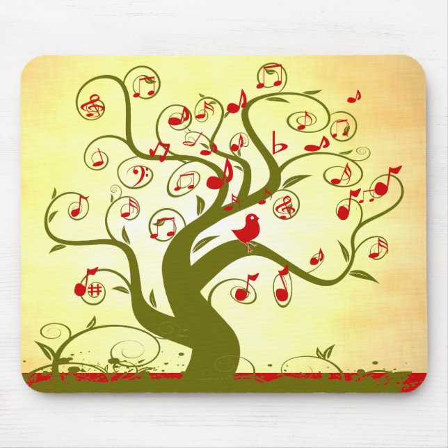Alfombrilla De Ratón Cute Bird Swirl Tree MousePad (Frente)