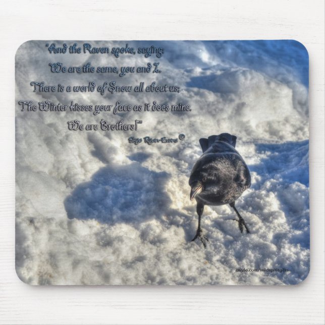Alfombrilla De Ratón Cute Black Raven en la foto de la nieve (Frente)