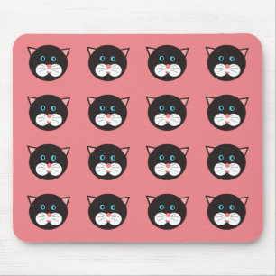 Alfombrilla De Ratón Cute Black White Cat Face Patterado