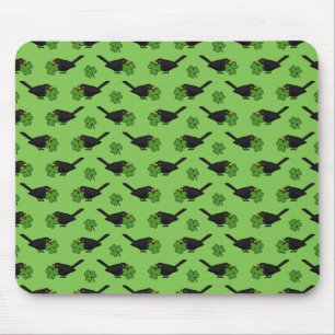 Alfombrilla De Ratón Cute Blackbird con Shamrock Clover Personalizado