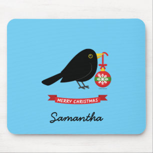 Alfombrilla De Ratón Cute Blackbird Con Un Nombre Personalizado De La B