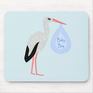Alfombrilla De Ratón Cute Blue Baby Boy Stork
