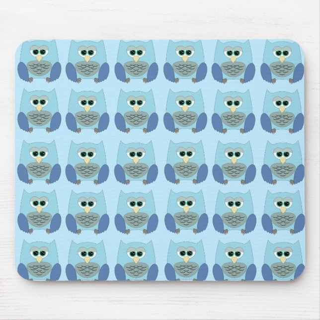 Alfombrilla De Ratón Cute Blue Owls Pattern (Frente)