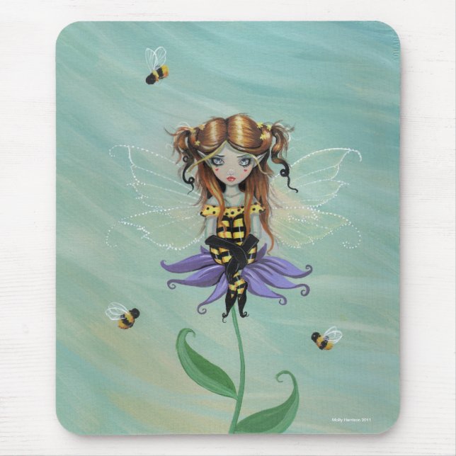 Alfombrilla De Ratón Cute Bumble Bee Fairy Mousepad (Frente)