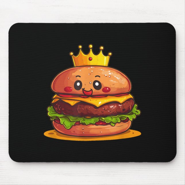 Alfombrilla De Ratón Cute Burger With Crown And Kingdom Costume  (Frente)