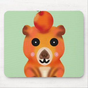 Alfombrilla De Ratón Cute Capybara Borroso con Naranja   Ar Animal Kawa