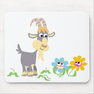 Alfombrilla De Ratón Cute Cartoon Goat and Flowers Mousepad