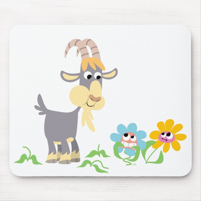 Alfombrilla De Ratón Cute Cartoon Goat and Flowers Mousepad (Frente)