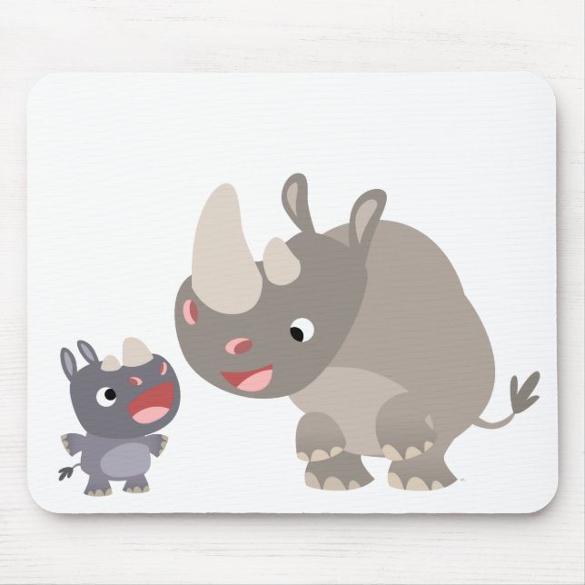 Alfombrilla De Ratón Cute Cartoon Rhino Baby & Big Rhino Mousepad (Frente)