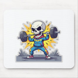 Alfombrilla De Ratón “Cute Cartoon Skeleton Weightlifter • Funny Gym Ba