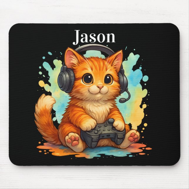 Alfombrilla De Ratón cute cat gamer Mousepad (Frente)