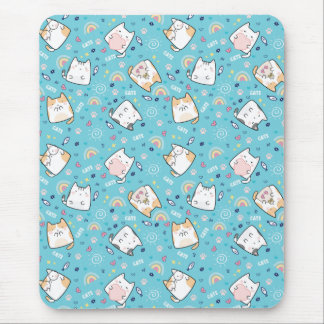 Alfombrilla De Ratón Cute Cat Heart Light Blue Themed Mouse Pad