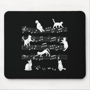 Alfombrilla De Ratón Cute Cat Kitty Tocar Nota De Música Clef Musician