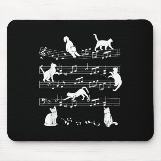 Alfombrilla De Ratón Cute Cat Kitty Tocar Nota De Música Clef Musician
