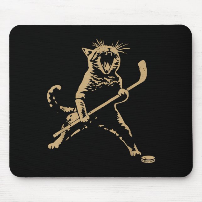 Alfombrilla De Ratón Cute Cat Playing Ice Hockey Lover Player Funny  (Frente)