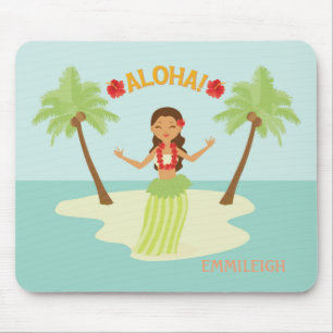 Alfombrilla De Ratón Cute Chica Hula Hawaiana Luau Aloha