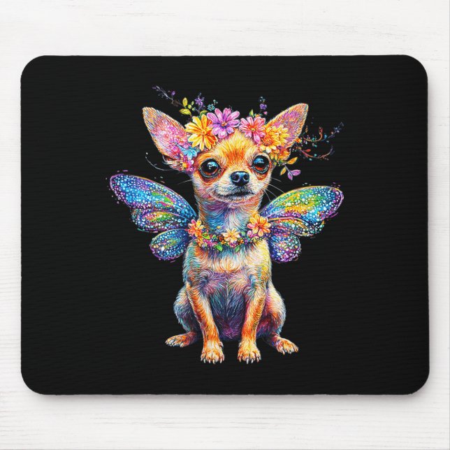 Alfombrilla De Ratón Cute Chihuahua Dog Angel With Wings  (Frente)