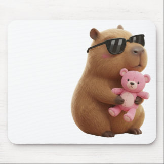 Alfombrilla De Ratón Cute Chill Capybara with Teddy Bear Aesthetic