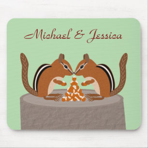 Alfombrilla De Ratón Cute Chipmunks Personalizado de la boda de otoño