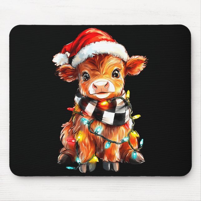Alfombrilla De Ratón Cute Christmas Baby Highland Cow F Thanksgiving  (Frente)