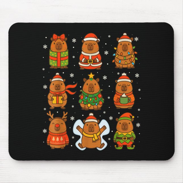 Alfombrilla De Ratón Cute Christmas Capybara Funny Family Xmas Men Wome (Frente)