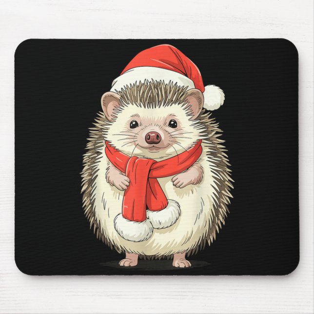 Alfombrilla De Ratón Cute Christmas Hedgehog Santa  (Frente)