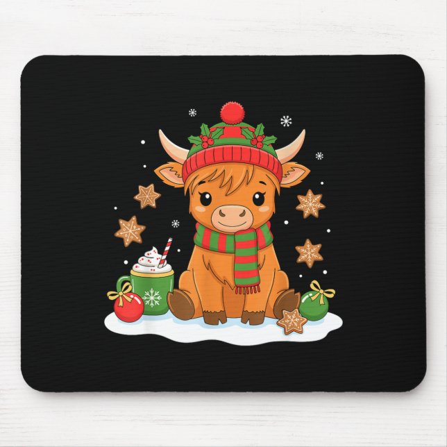 Alfombrilla De Ratón Cute Christmas Highland Cow Lover Xmas Women Farm  (Frente)